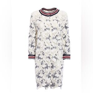 Ermanno Scervino Cream and Black Floral crochet lace long cardigan, L